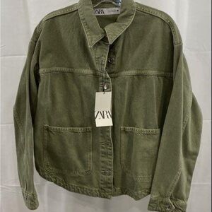NWT Zara Sage Green Denim Jacket